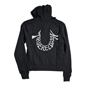 True‎ Religion Womens Size XS Black Embroidered Logo Hoodie Brand New